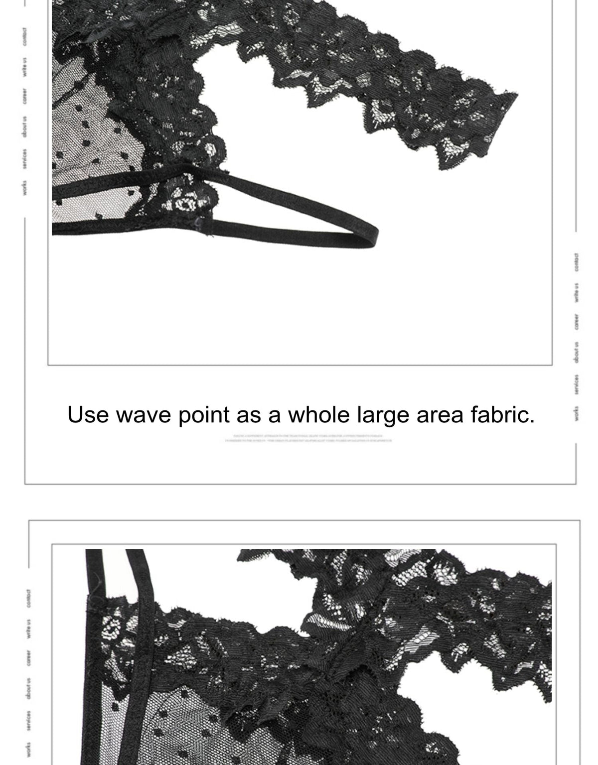 High-rise lace bandage thong from The Clothing Company Sydney featuring transparent hollow-out design and seamless wave pattern.