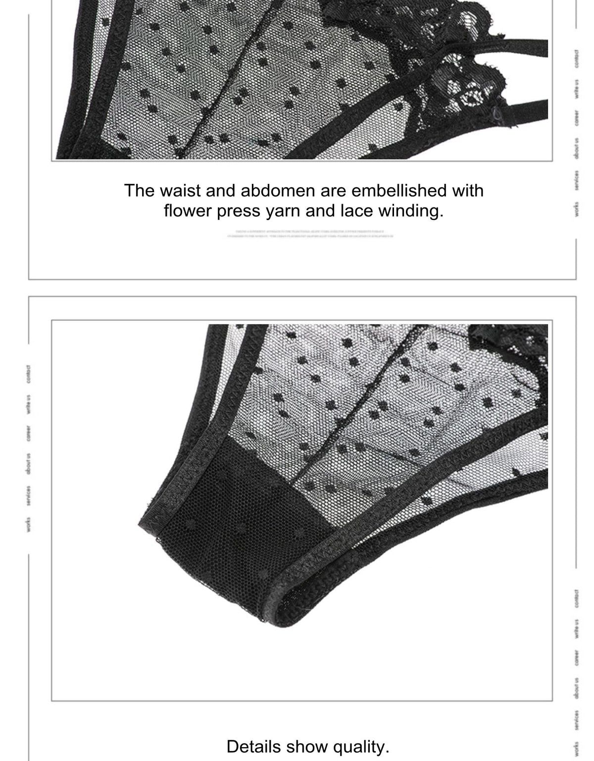High-rise lace panties from The Clothing Company Sydney featuring bandage design, hollow out details, transparent fabric, and seamless fit.