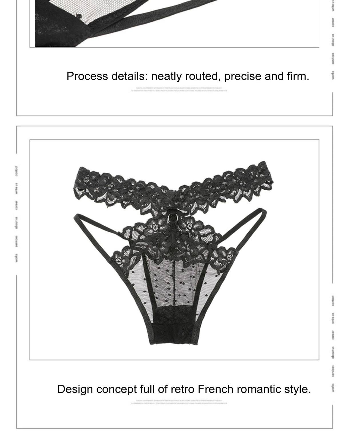 High-rise lace bandage underwear by The Clothing Company Sydney, transparent hollow-out thong with wave point seamless design.