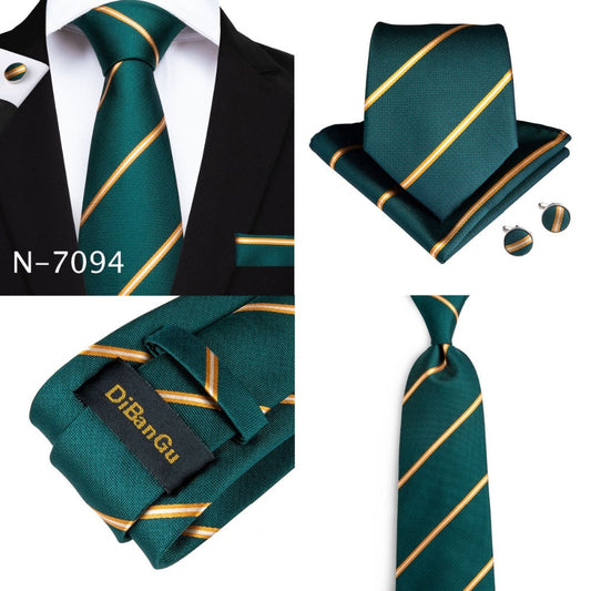 3 Piece Designer Mens Wedding Tie Gold Black Striped Silk Neck Ties Hanky Cufflinks Set The Clothing Company Sydney