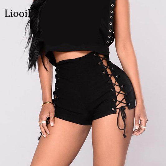Sexy Bandage Jeans Shorts Women Rave Streetwear Hollow Out High Waist Jean Short Black Bodycon Denim Shorts The Clothing Company Sydney