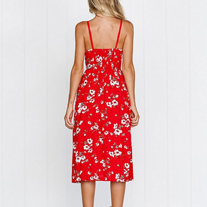 Vintage casual sundress by The Clothing Company Sydney featuring polka dots, stripes, floral patterns, backless design, and midi length.