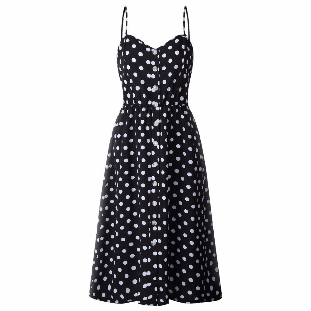 Vintage boho floral sundress by The Clothing Company Sydney, featuring polka dots, stripes, midi length, backless design, perfect for summer.