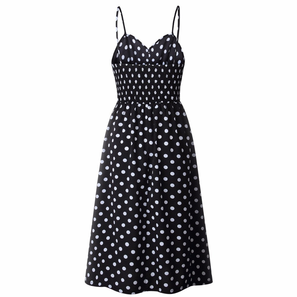 Vintage casual sundress by The Clothing Company Sydney featuring polka dots, stripes, floral patterns, button back, and boho summer style.