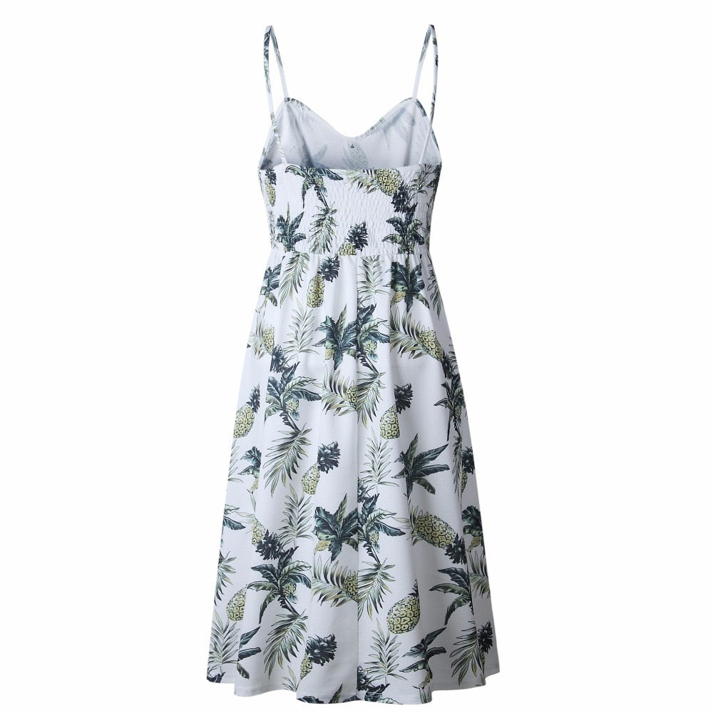 Vintage casual sundress by The Clothing Company Sydney featuring polka dots, stripes, floral print, midi length, backless, and button details.