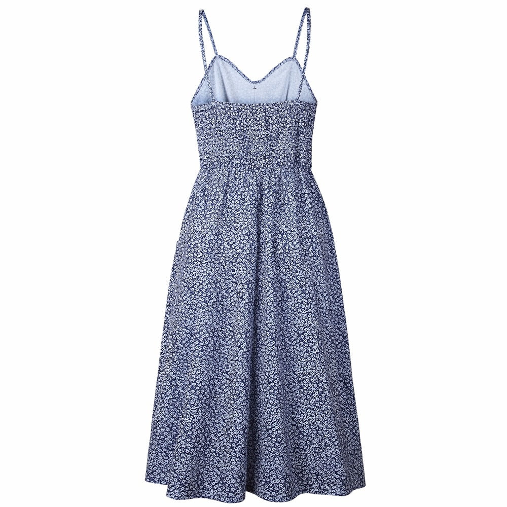 Vintage casual sundress by The Clothing Company Sydney featuring polka dots, stripes, floral prints, backless design, midi length, summer boho style