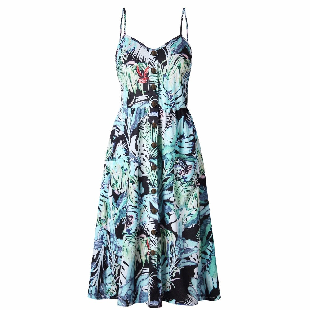 Vintage casual sundress by The Clothing Company Sydney, featuring polka dot and striped floral design, backless midi style.