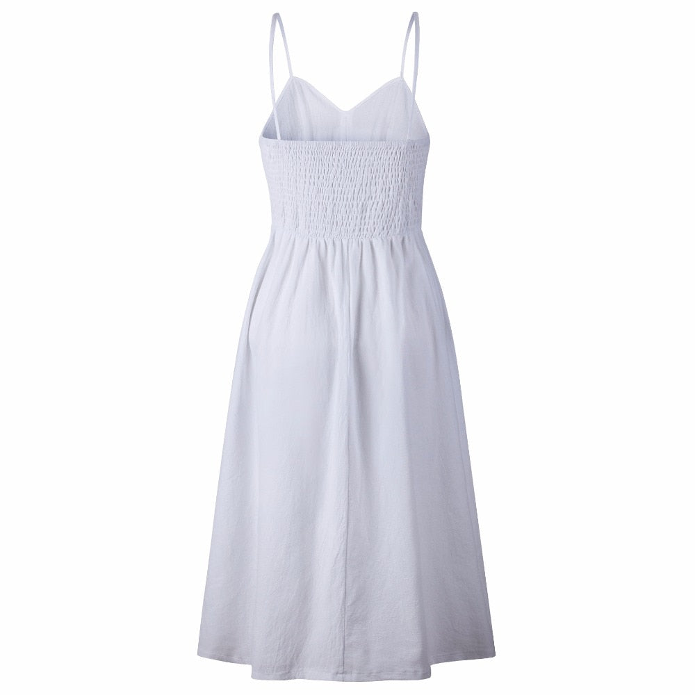 Vintage casual sundress by The Clothing Company Sydney featuring polka dots, stripes, floral patterns, backless design, and midi length.