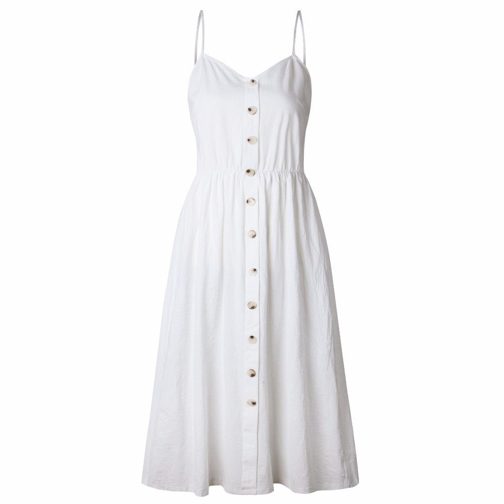 Vintage casual sundress by The Clothing Company Sydney featuring polka dots, stripes, floral patterns, backless design, and midi length.