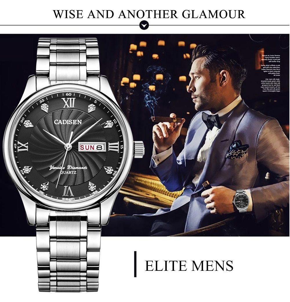Two luxury couple watches by The Clothing Company Sydney, men's and ladies' quartz dress wristwatch set with sleek design.