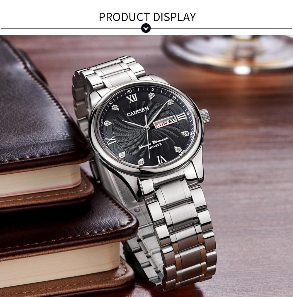Set of two luxury men's and women's quartz watches by The Clothing Company Sydney, featuring elegant dress wristwatches.