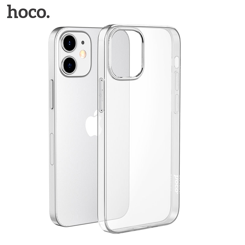 Transparent soft TPU phone case for iPhone 12, 12 Pro Max, and 12 mini, providing slim, protective, clear coverage.