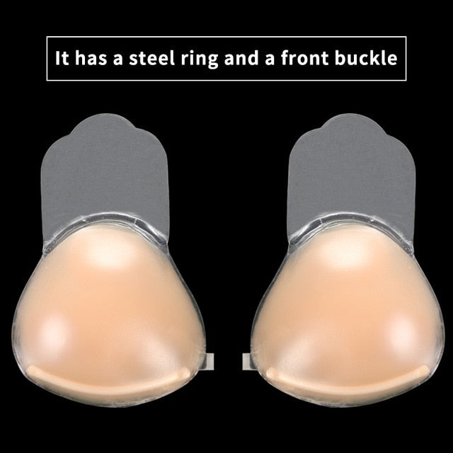 Black invisible silicone strapless push-up bra from The Clothing Company Sydney, backless sticky lingerie with adhesive for support