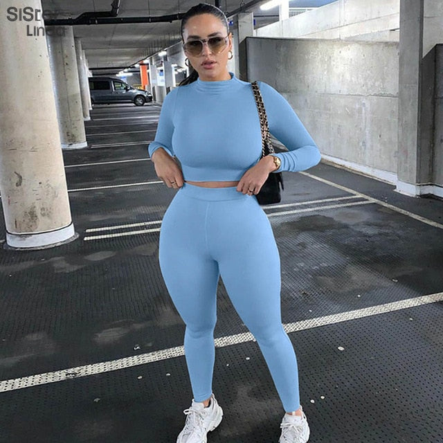 2 Piece Sporty Active Wear Matching Sets Fall Long Sleeve Tops Tees And Leggings Workout Outfits Sportwear The Clothing Company Sydney