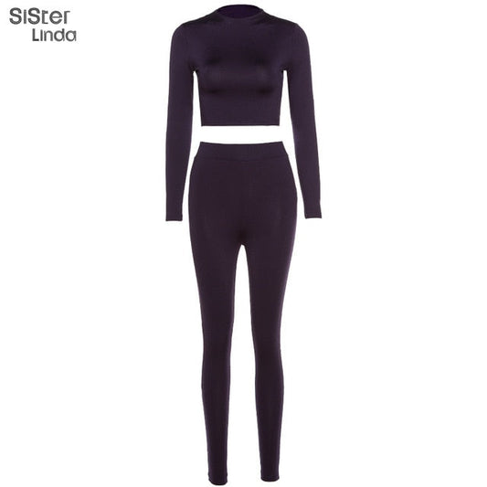 2 Piece Sporty Active Wear Matching Sets Fall Long Sleeve Tops Tees And Leggings Workout Outfits Sportwear The Clothing Company Sydney