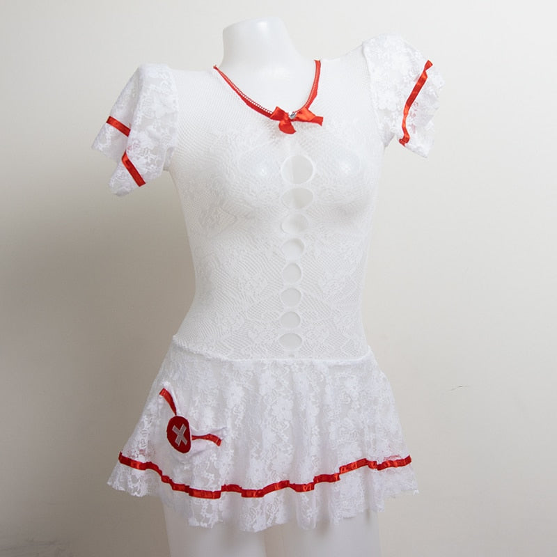 Navy blue nurse cosplay lingerie uniform set with surgical cap, role-playing costume from The Clothing Company Sydney.