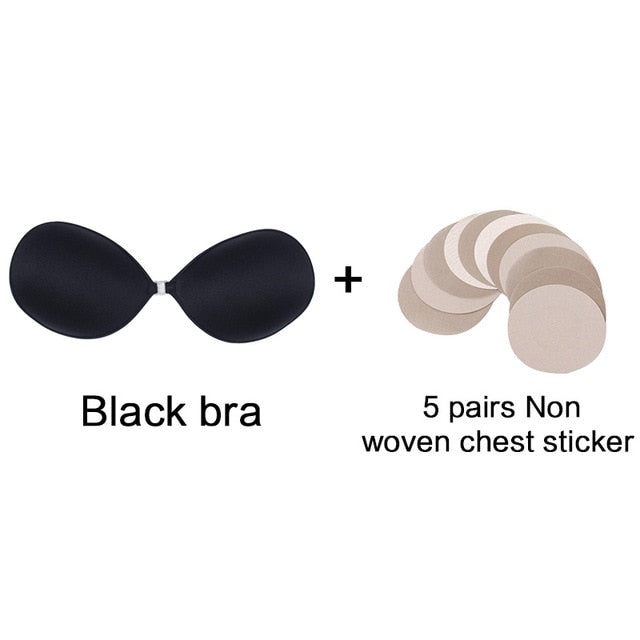 Silicone seamless invisible push-up bra by The Clothing Company Sydney, self-adhesive, backless, strapless, front closure underwear.