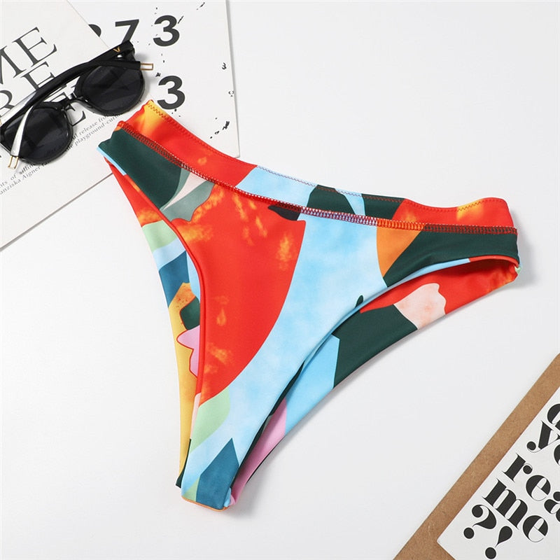 2 Piece Brazilian high waist bikini Bandeau knot swimsuit print swimwear bathing suit Beachwear The Clothing Company Sydney