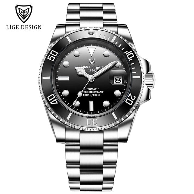 Men's automatic mechanical diving watch by The Clothing Company Sydney, 100ATM waterproof with luminous dial and sporty design