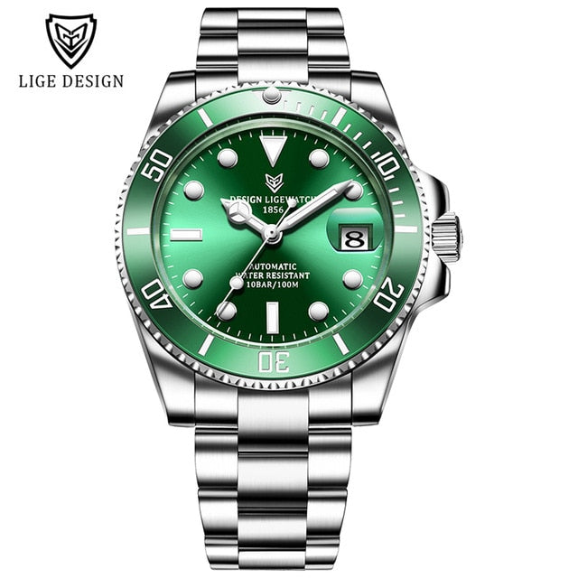 Men's automatic mechanical diving watch by The Clothing Company Sydney, 100ATM waterproof with luminous dial and sporty design.