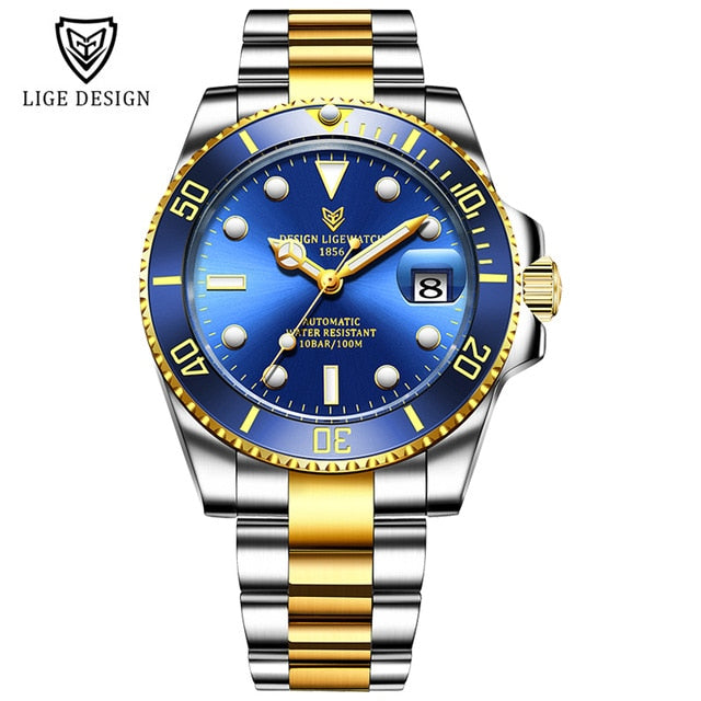 Men's automatic mechanical diving watch by The Clothing Company Sydney, 100ATM waterproof sport watch with luminous dial.