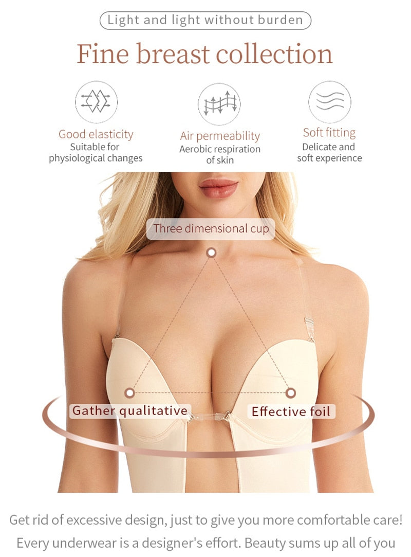 Full bodyshaper bra by The Clothing Company Sydney featuring deep V neckline, convertible straps, backless design, and seamless shapewear bodysuit.