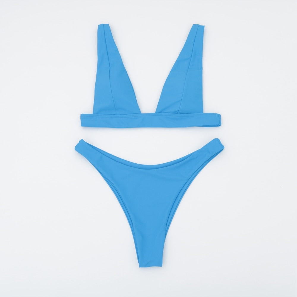 2 Piece Solid Swimsuit Swimwear Push Up Bikini Set Brazilian Bathing Suit Summer Beach Wear Swimming Suit The Clothing Company Sydney