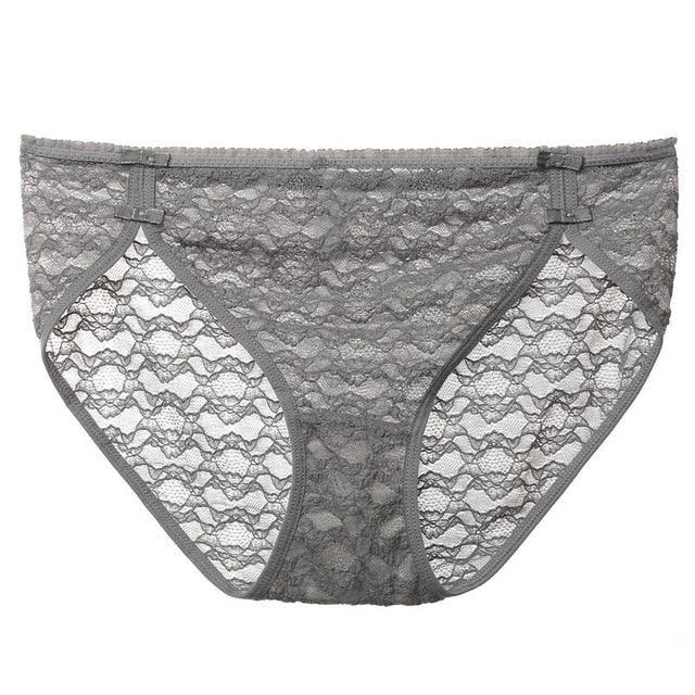 Two pairs of lace cotton crotch briefs with floral mesh lingerie panties, featuring comfortable fit and delicate design.