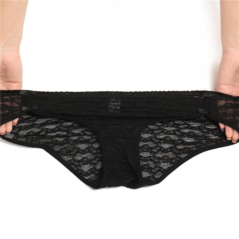 Two pack of lace cotton crotch briefs by The Clothing Company Sydney featuring floral mesh lingerie panties with comfortable fit.
