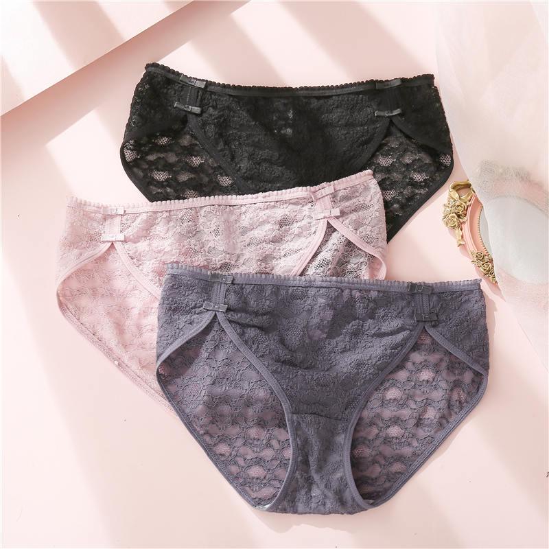 Two-pack lace cotton crotch briefs from The Clothing Company Sydney featuring floral mesh lingerie panties with comfortable fit.