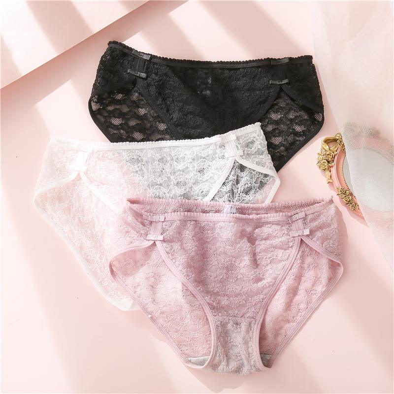 Two-pack lace cotton briefs with floral mesh design, featuring comfortable cotton crotch, women's lingerie panties from The Clothing Company Sydney.