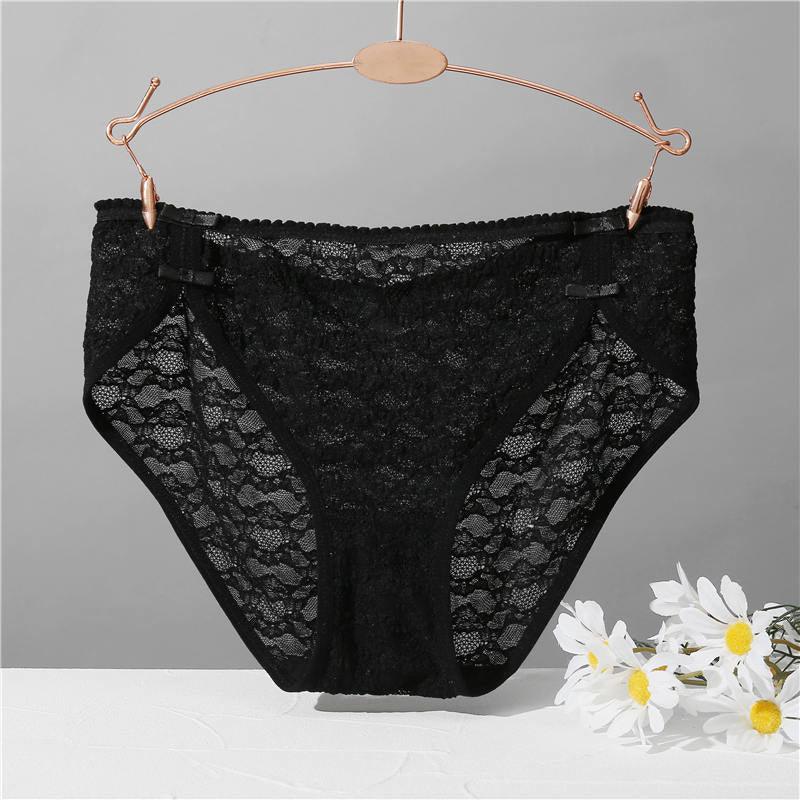 Two pairs of lace cotton briefs with floral mesh details from The Clothing Company Sydney, featuring comfortable underwear design.