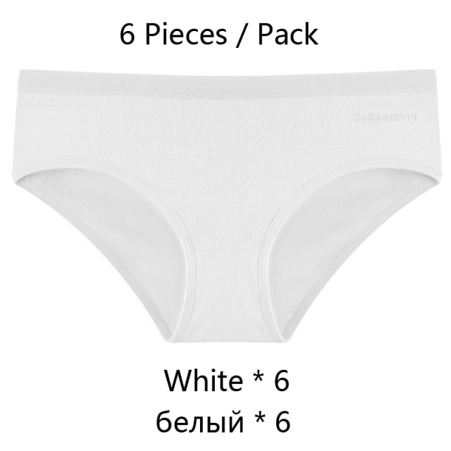 Six-pack of women's cotton mix low-rise briefs from The Clothing Company Sydney, breathable solid color seamless underwear.