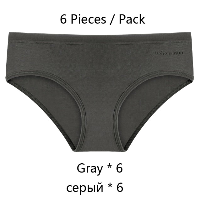 Six-pack women's cotton mix low-rise briefs from The Clothing Company Sydney, breathable, seamless, solid color underwear set.