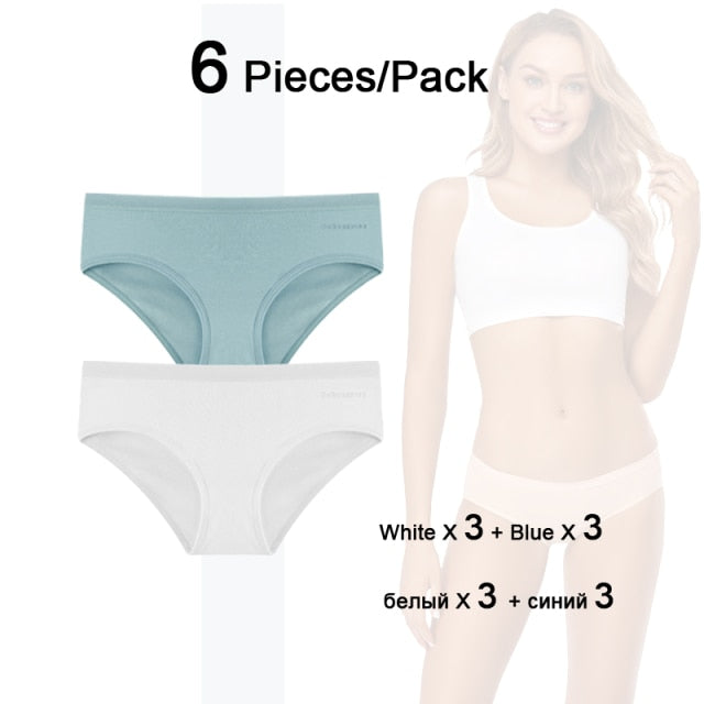 Six-pack women's cotton mix low-rise briefs from The Clothing Company Sydney, breathable seamless underwear in solid colors.