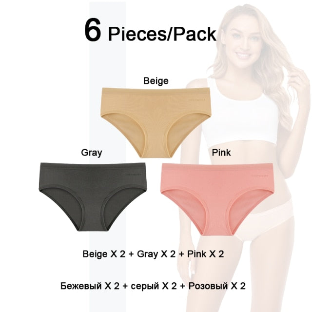 Six-pack women's cotton mix low-rise briefs from The Clothing Company Sydney, breathable solid color seamless underwear.