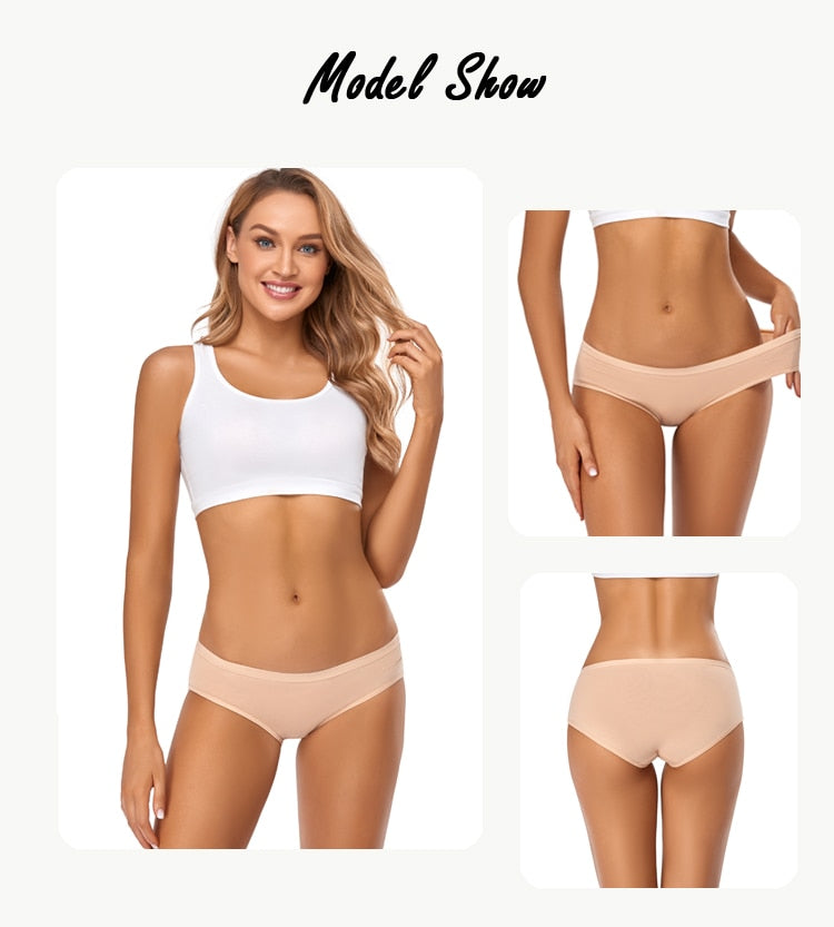 Six-pack women's cotton mix low-rise briefs from The Clothing Company Sydney, breathable and seamless solid color underwear.