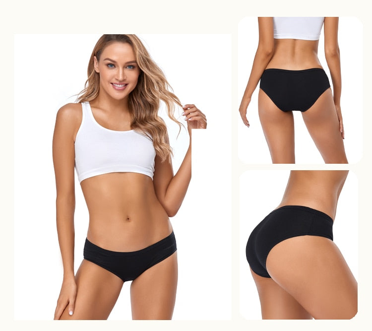 Six-pack women's cotton mix low-rise underwear by The Clothing Company Sydney with solid colors, breathable seamless briefs.