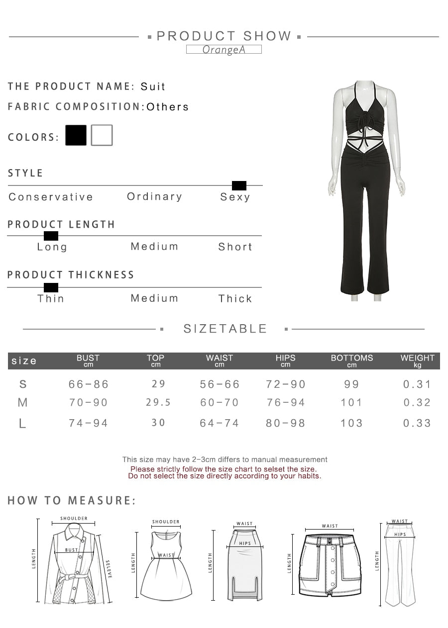 Stretchy black sweatpants from The Clothing Company Sydney, matching halter bandage v-neck sleeveless tops set.