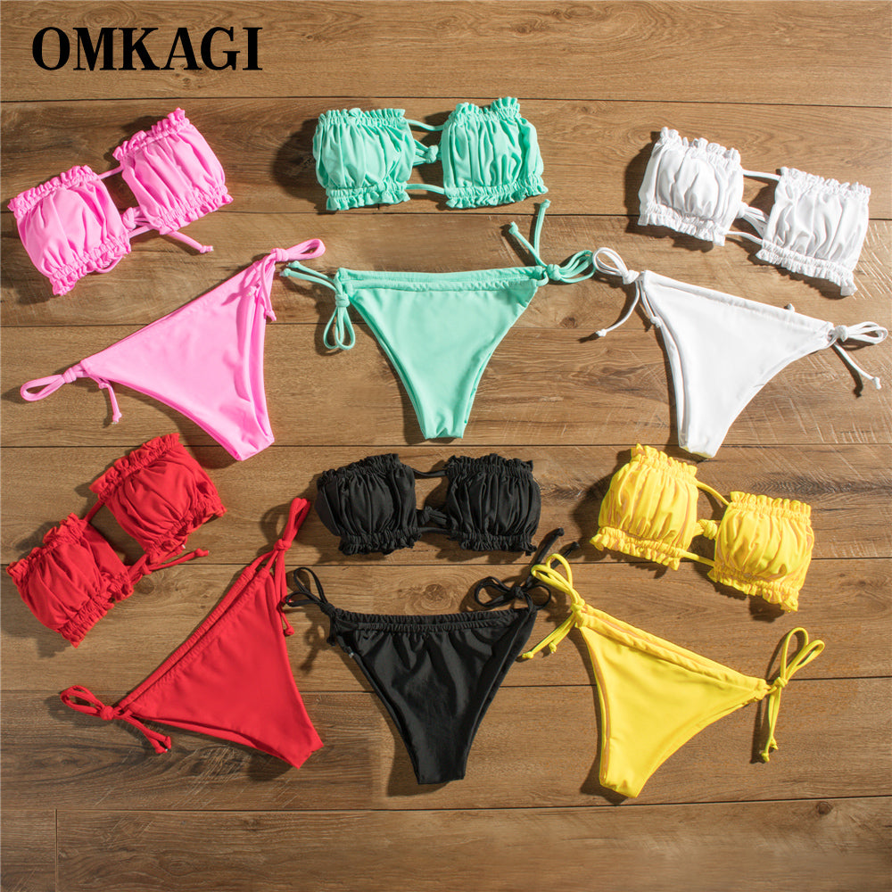 2 Piece Bandeau Top Swimsuit Swimwear Push Up Swimming Bathing Suit Beachwear Micro Bikini Set The Clothing Company Sydney