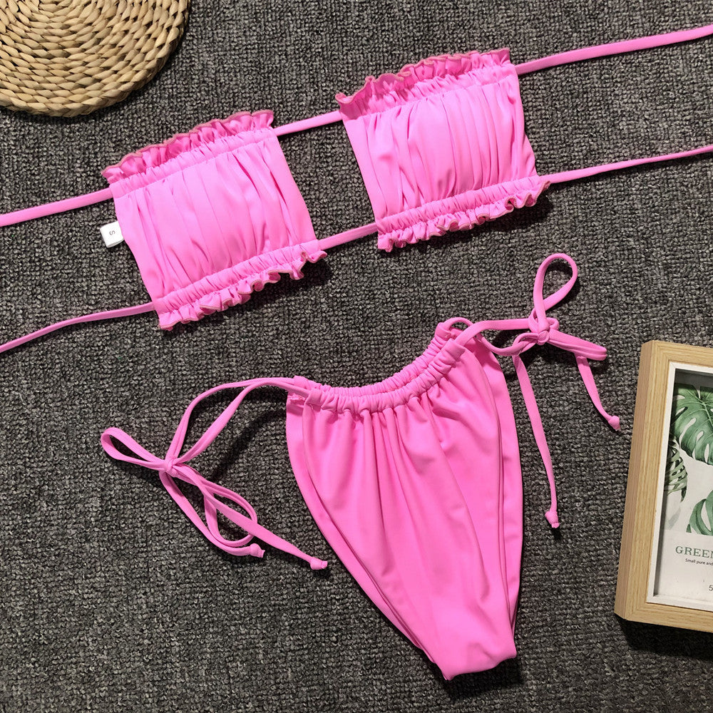 2 Piece Bandeau Top Swimsuit Swimwear Push Up Swimming Bathing Suit Beachwear Micro Bikini Set The Clothing Company Sydney