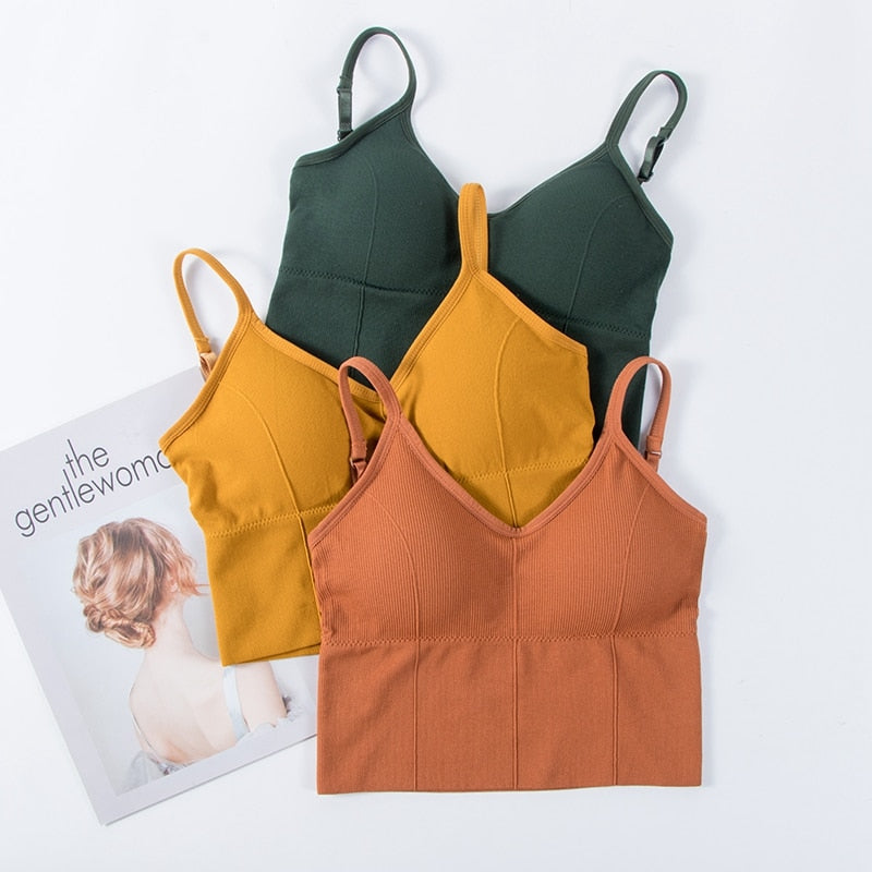 Backless bralette from The Clothing Company Sydney featuring adjustable straps, seamless padded design, wireless cotton lingerie top.