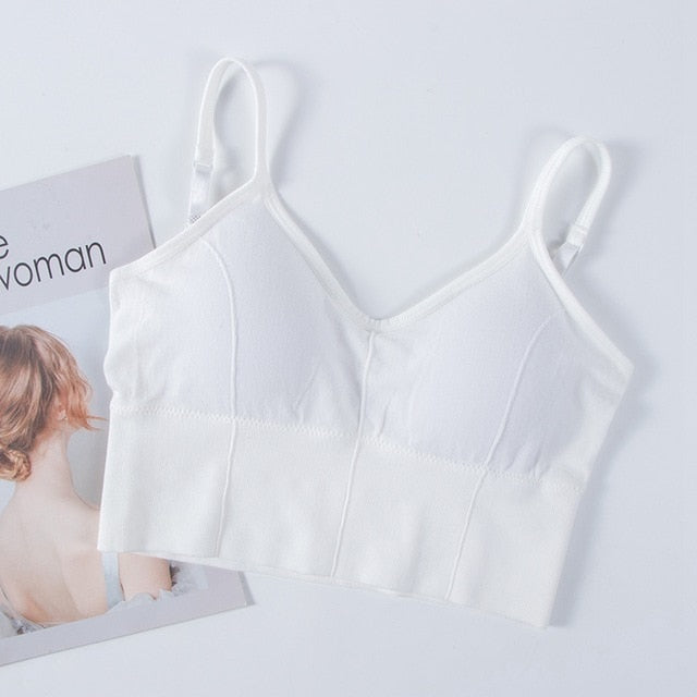 Backless bralette by The Clothing Company Sydney, seamless cotton wireless bra with adjustable straps and padded support.