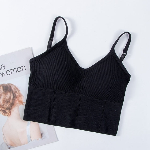 Backless bralette by The Clothing Company Sydney featuring seamless, padded, wireless cotton design with adjustable straps.