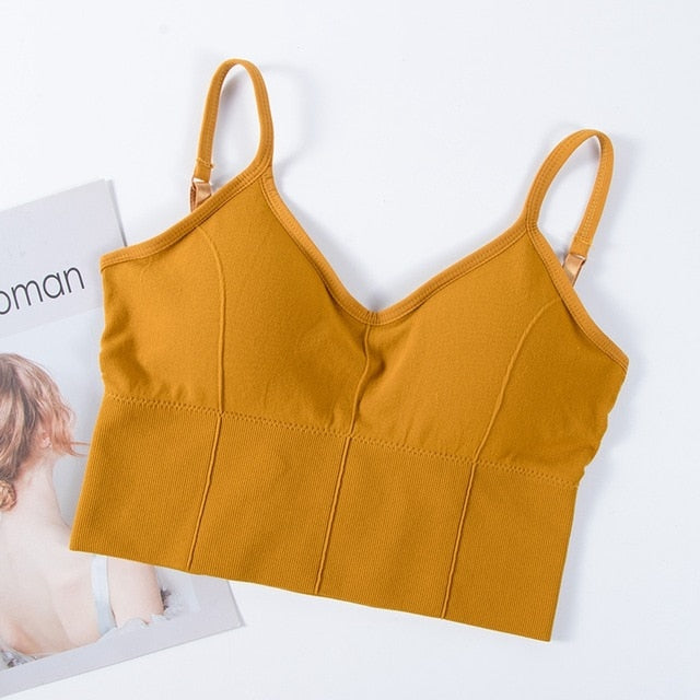 Backless bralette from The Clothing Company Sydney, seamless padded wireless crop top with adjustable straps and cotton comfort.