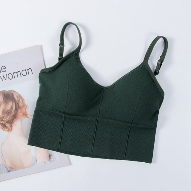 Backless bralette by The Clothing Company Sydney, seamless, padded, wireless cotton crop top with adjustable straps and comfortable fit.