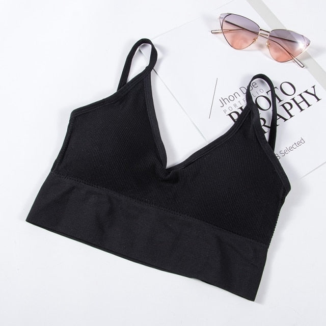 Backless bralette from The Clothing Company Sydney featuring adjustable straps, seamless padded design, wireless cotton for comfort.