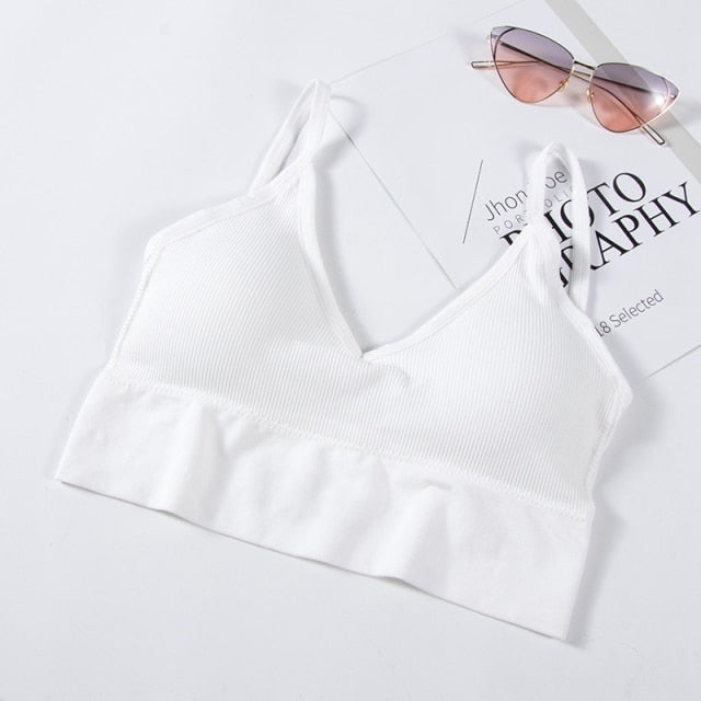Backless bralette from The Clothing Company Sydney featuring adjustable straps, seamless padded cups, cotton fabric, wireless design.