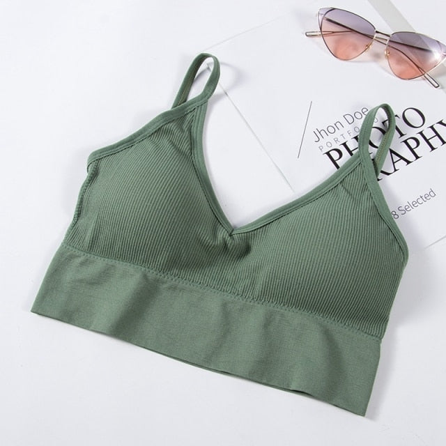 Backless bralette by The Clothing Company Sydney with adjustable straps, seamless padded design, wireless cotton lingerie crop top.