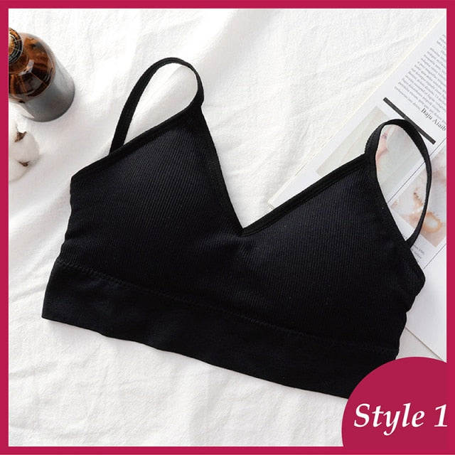 Seamless backless crop top bra from The Clothing Company Sydney, padded lingerie with a fitted, tube-style design.